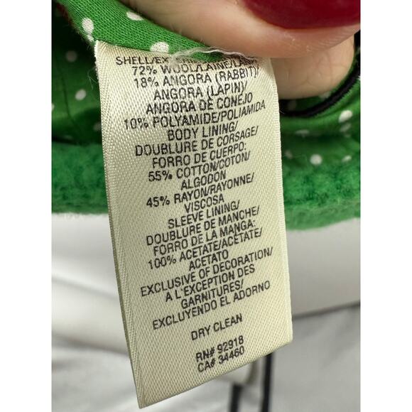 Juicy Couture Y2K Kelly Green Wool Angora Peacoat Jacket Size Small - Picture 10 of 10